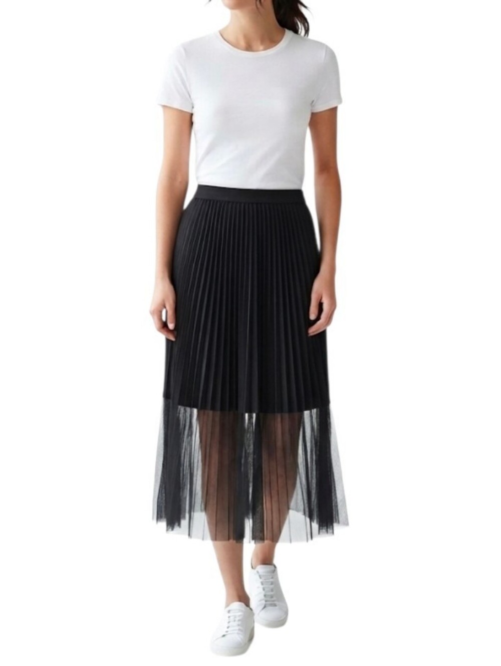 Elie Tahari Black Pleated Midi Skirt Size 4